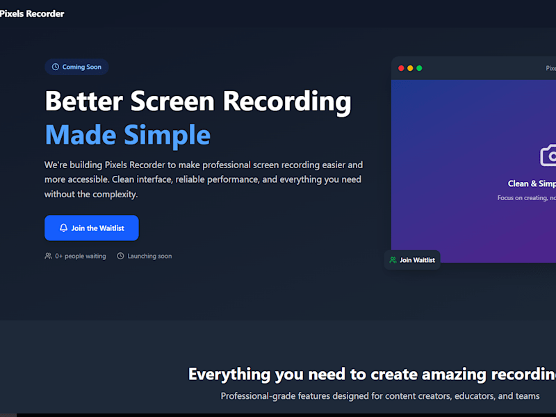 Cover image for Pixels Recorder - Professional Screen Recording