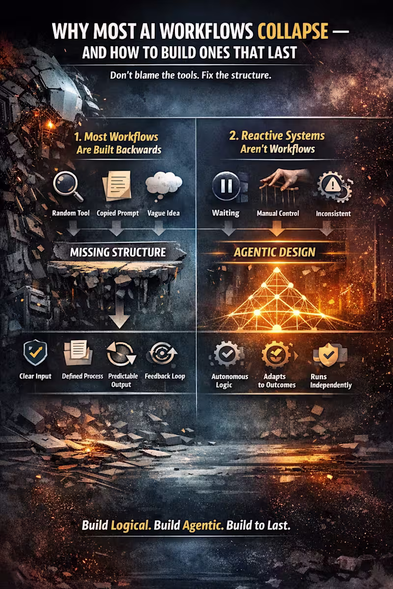 Cover image for WHY MOST AI WORKFLOWS COLLAPSE