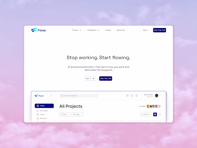 Cover image for Fluxo Landing Page Design