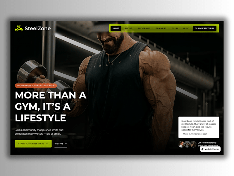 Cover image for Steel Zone – Modern Gym Website for a Fitness Brand