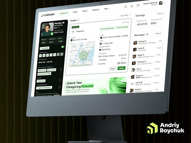 Cover image for UI/UX Design for Website & Web App (Caregiver Platform)