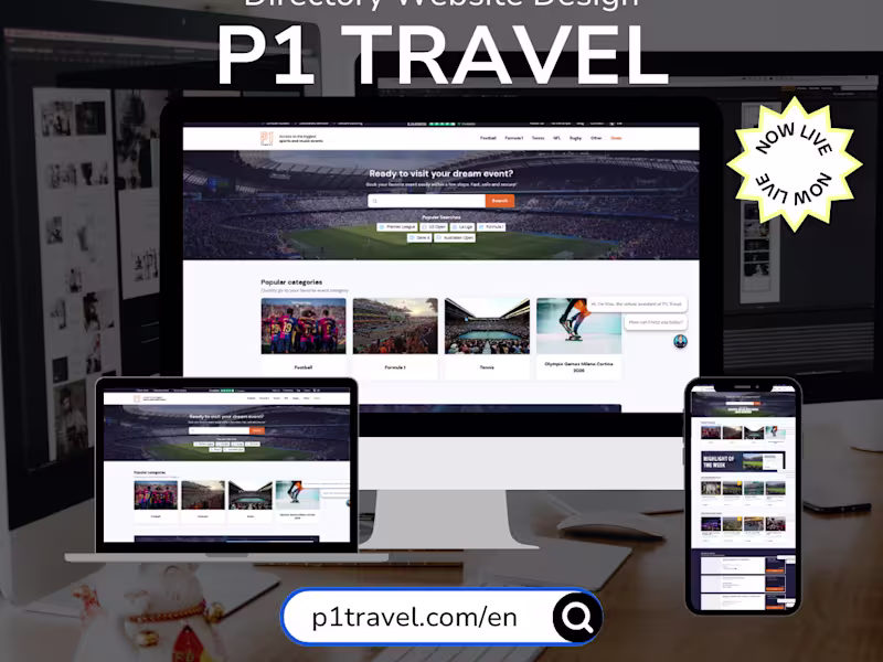 Cover image for Directory Website Design for P1 Travel on WordPress