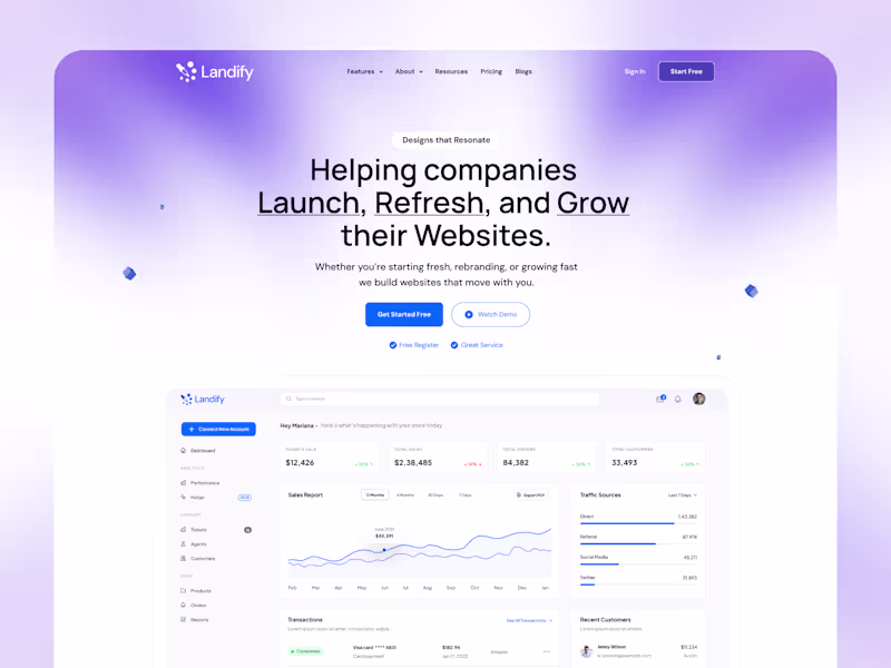 Cover image for SaaS Landing Page Website Design for Landify