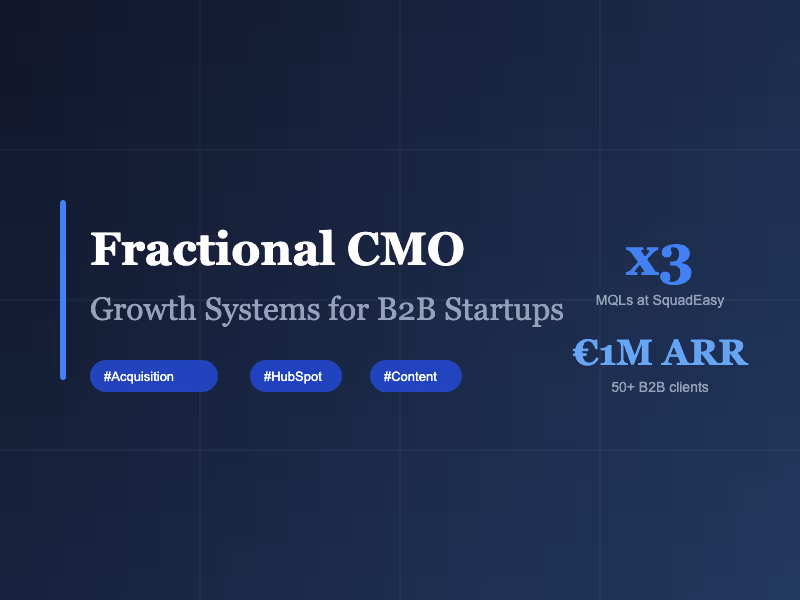 Cover image for Fractional CMO — Growth Systems for B2B Startups