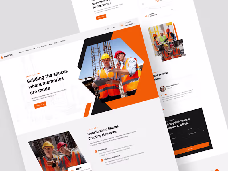 Cover image for Construction Landing Page.