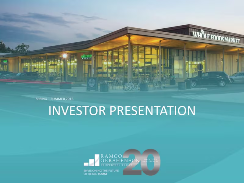 Cover image for 20th Anniversary Investor Presentation