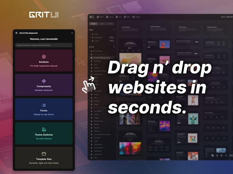 Cover image for Grit UI — Multiple theme UI Kit plugin for Framer