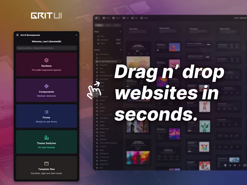 Cover image for Grit UI — Multiple theme UI Kit plugin for Framer