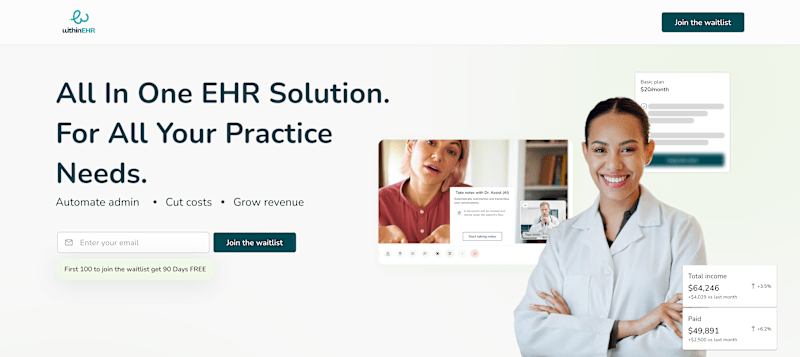 Cover image for WithinEHR Landing Page Design