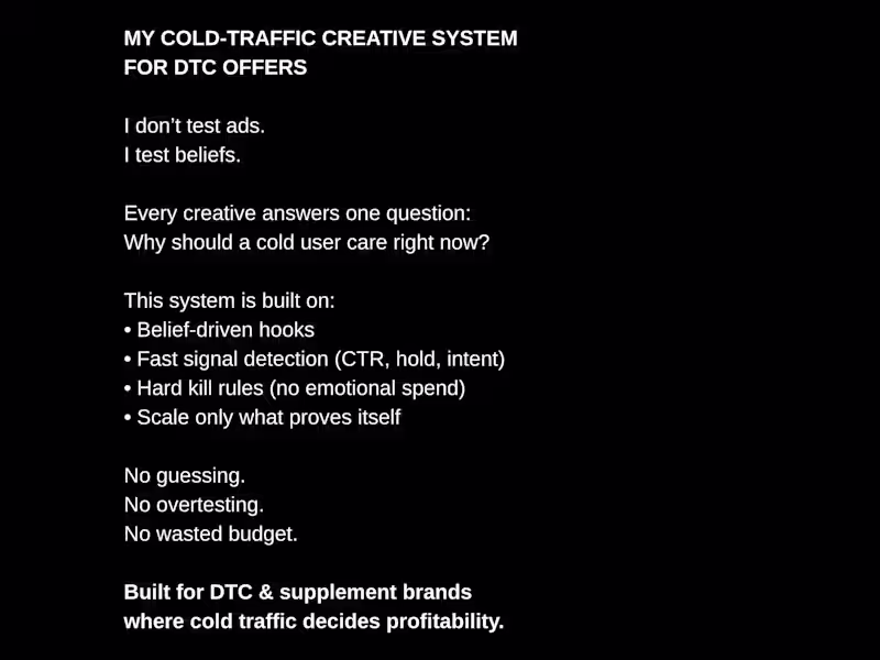 Cover image for I don’t test ads. I test belief friction. Cold traffic doesn...