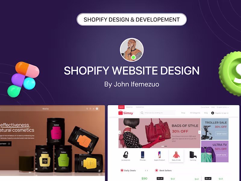 Cover image for SHOPIFY WEBSITE DESIGN & DEVELOPMENT