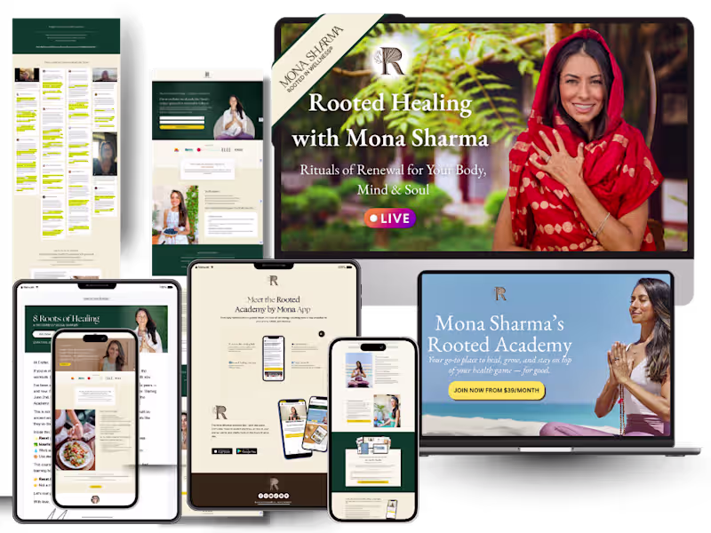 Cover image for Mona Sharma's Rooted Academy Launch Strategy & Execution