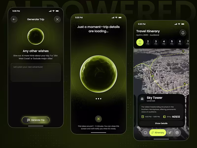 Cover image for AI-Powered Travel Planner Mobile App Design