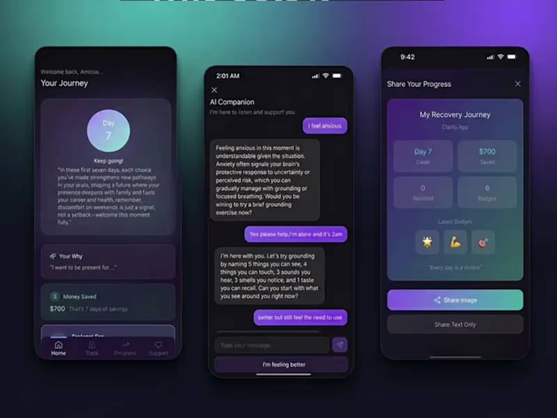 Cover image for Clarity: AI Addiction Recovery App