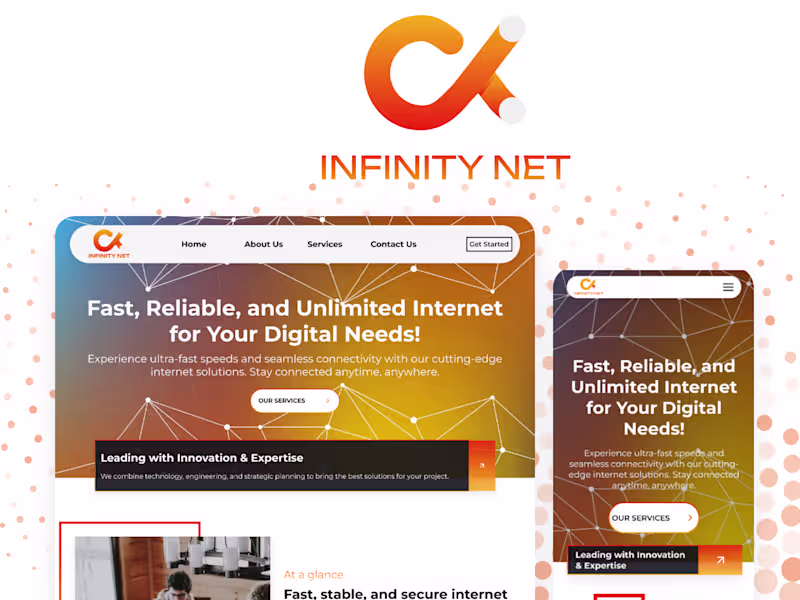 Cover image for InfinityNet Landing Page Design