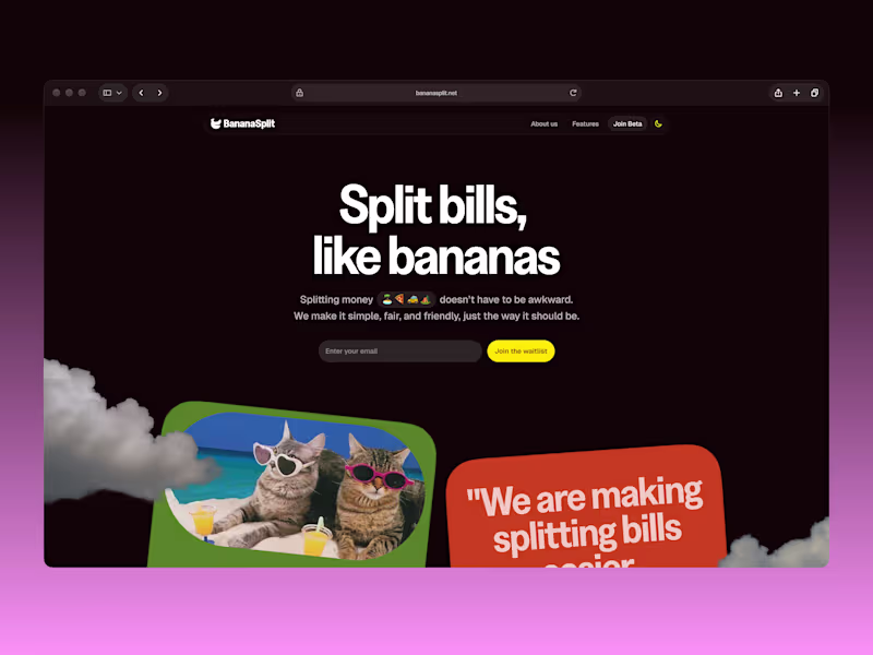 Cover image for Landing page — BananaSplit 🍌