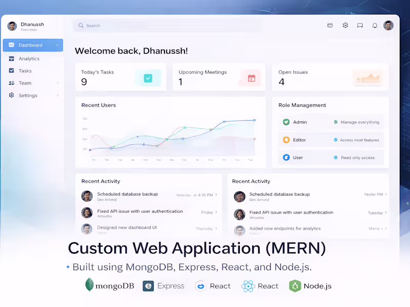 Cover image for Custom Web Application (MERN) Custom MERN stack web applicat...