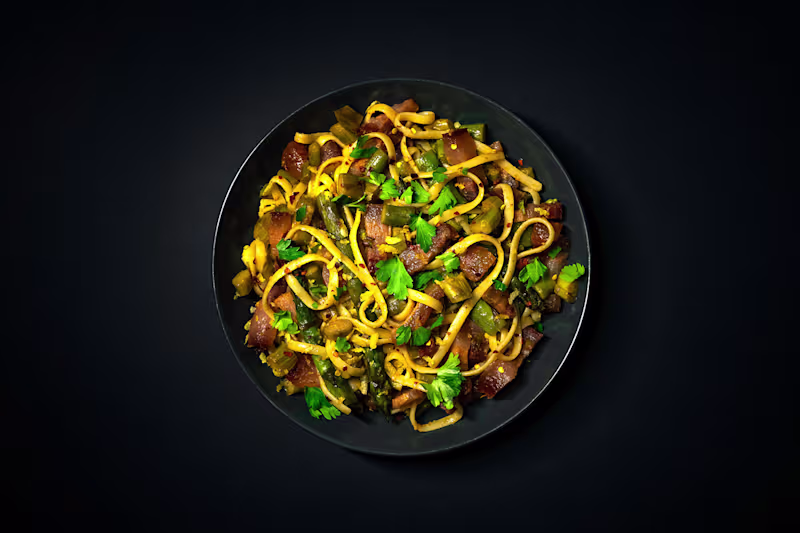 Cover image for LINGUINE WITH ASPARAGUS AND GUANCIALE