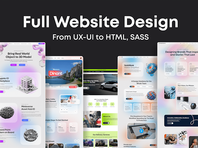 Cover image for UX-UI, HTML, SASS with Responsive Full Website Design 