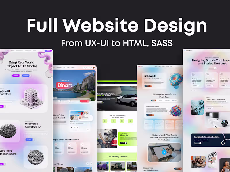 Cover image for UX-UI, HTML, SASS with Responsive Full Website Design 