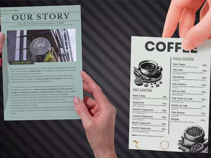Cover image for Conti by SGF Menu Design