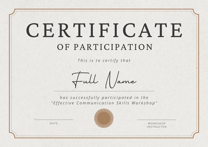 Cover image for Workshop Participation Certificate