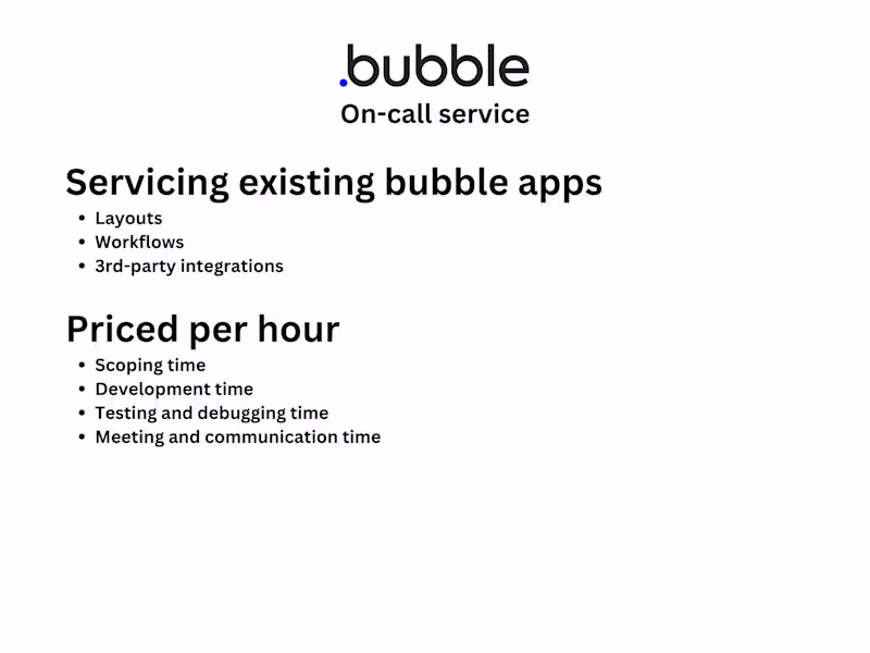 Cover image for Bubble consultation and servicing