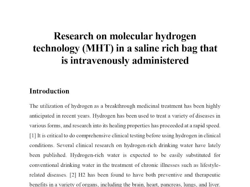 Cover image for Research on molecular hydrogen technology that is IV administer 