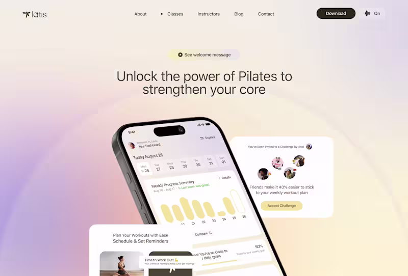 Cover image for Latis Pilates app | Branding, Product & Website