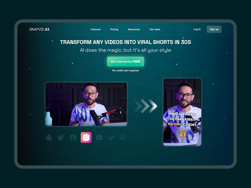 Cover image for SnapVid.AI - Landing Page Design