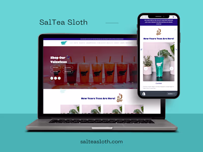 Cover image for SalTea Sloth Shopify Store Development & Design