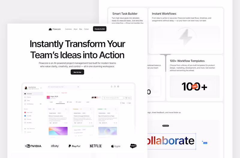 Cover image for Flowcore AI - Landing Page Design