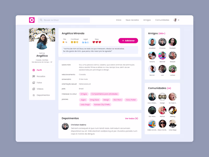 Cover image for Orkut Redesign Concept - Profile Page