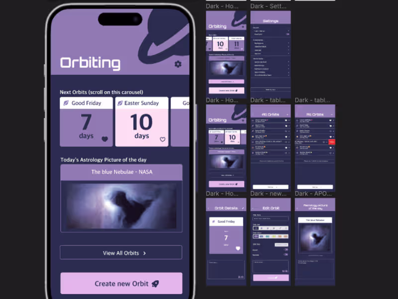 Cover image for Orbiting - a spaced-themed IOS event
countdown app