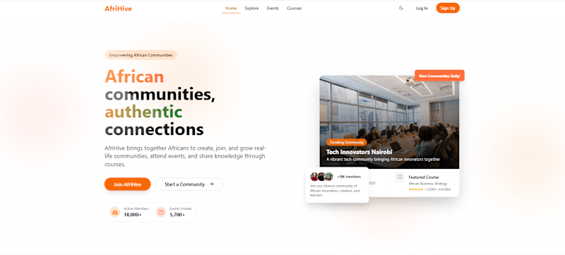 Cover image for AfriHive  - A tool that helps build and grow communities.