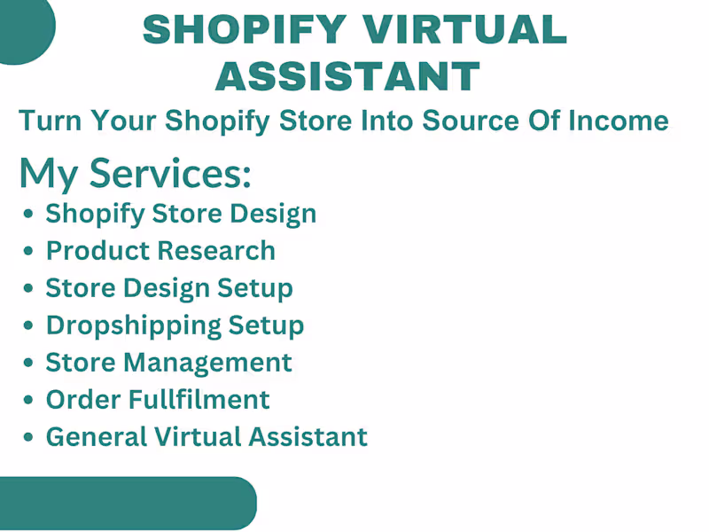 Cover image for I will be your shopify virtual assistant , shopify store manager