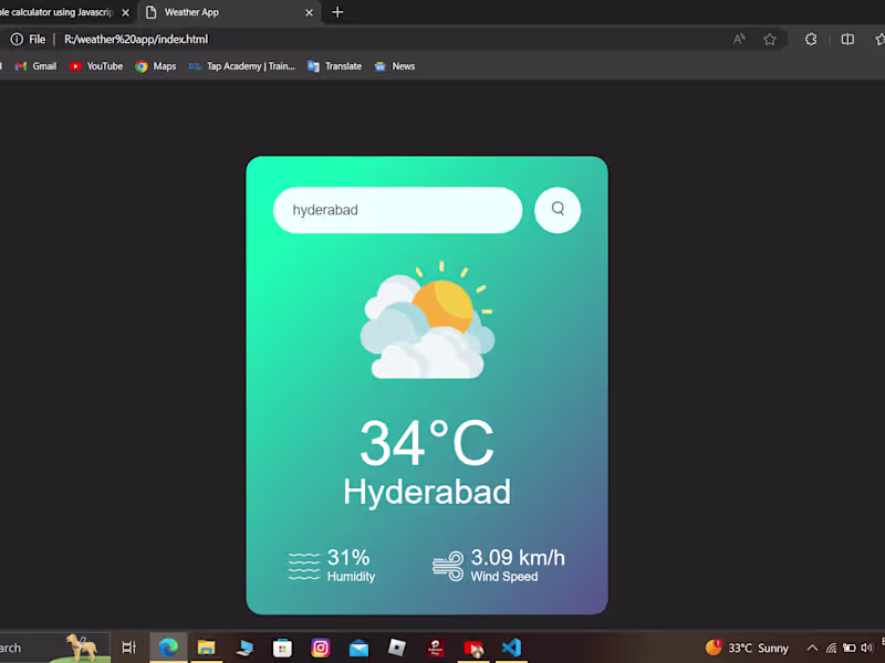 Cover image for Weather app using API integration