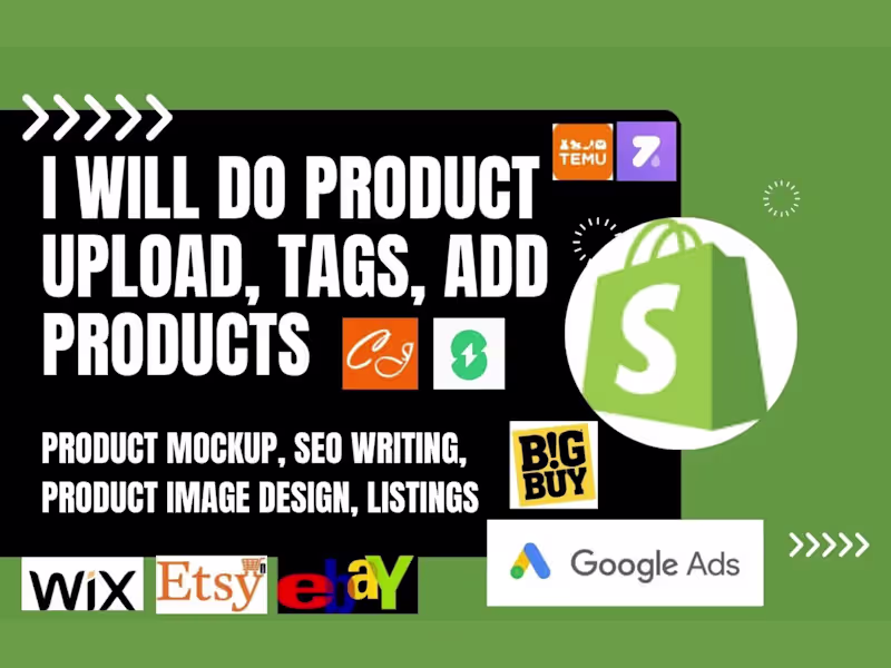 Cover image for I will upload add products do product listings seo writing