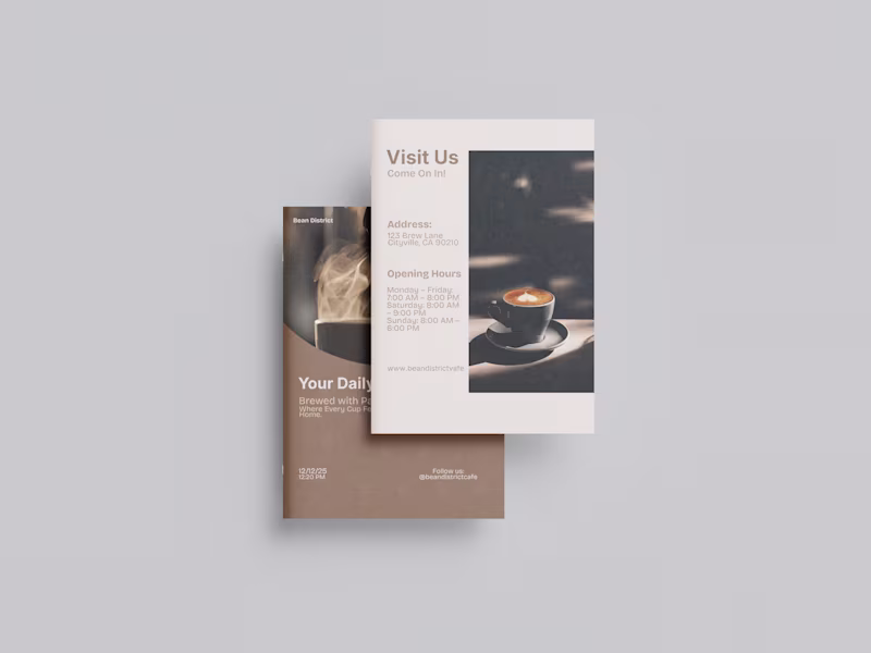 Cover image for Brochure design for a cafe brand. “A minimal, modern brochur...