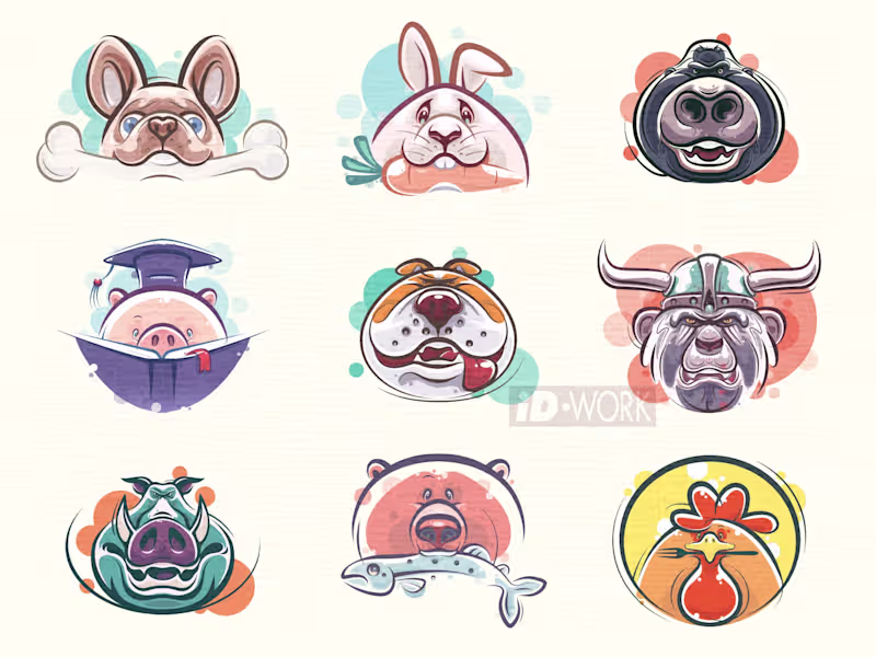 Cover image for vector animals heads illustrations