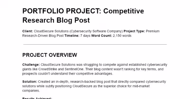 Cover image for Competitive Research Blog Post for Cybersecurity Company