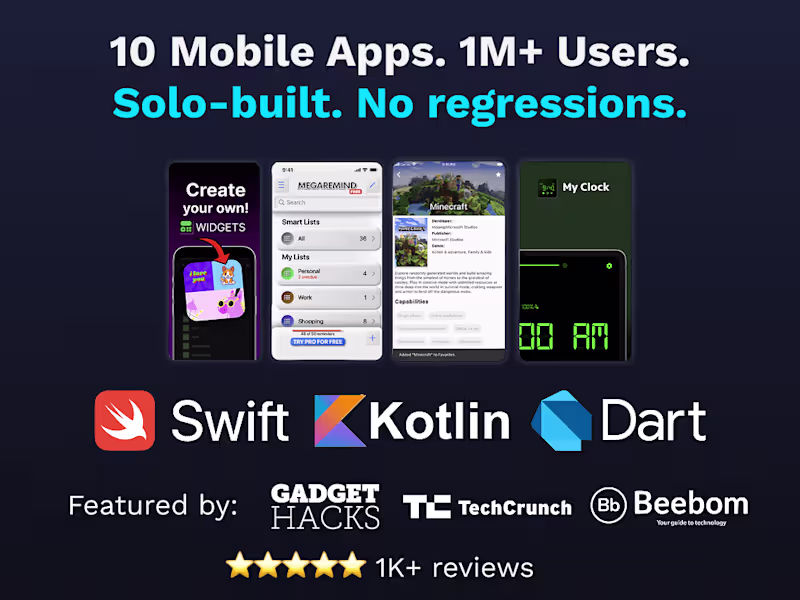 Cover image for 10 Mobile Apps Built, Shipped, Scaled to 1M+ Users