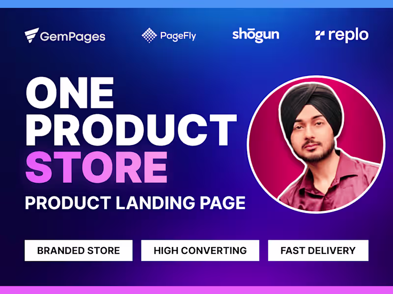Cover image for I will make shopify one product stores and landing pages