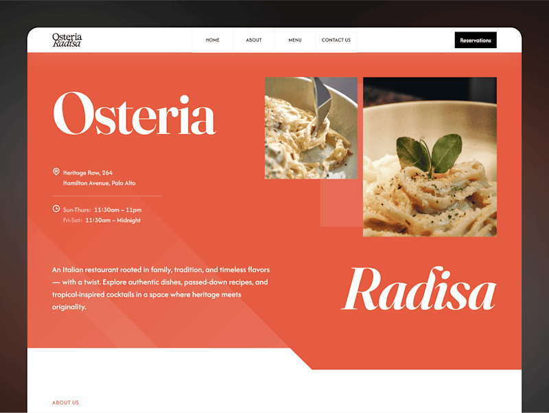 Cover image for Radisa Osteria – Website Design Concept