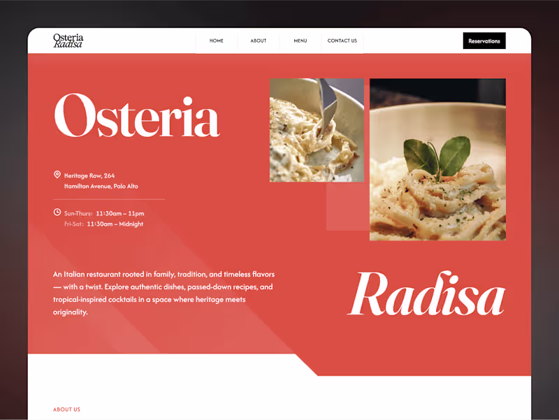 Cover image for Radisa Osteria – Website Design Concept