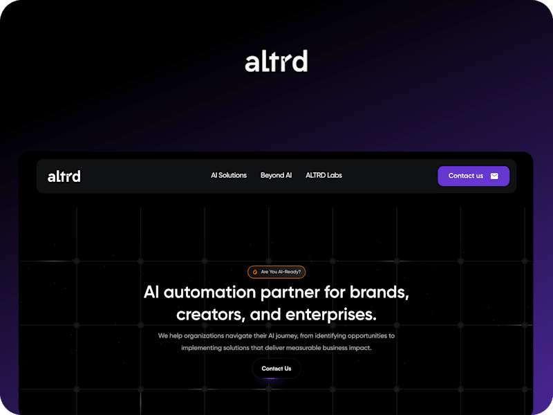 Cover image for AltrdTech  Landing Page Design and Framer Development