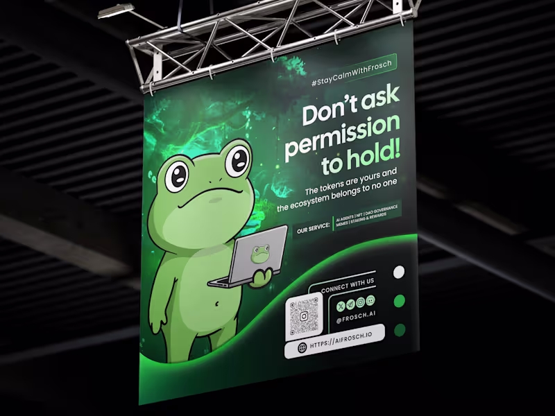 Cover image for 2D Illustration Poster For Web3: Frosch Memecoin