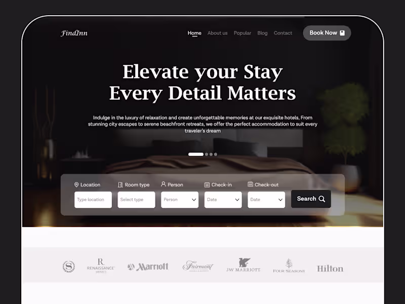 Cover image for FindInn - Location-Based Hotel Booking Platform UI/UX Design
