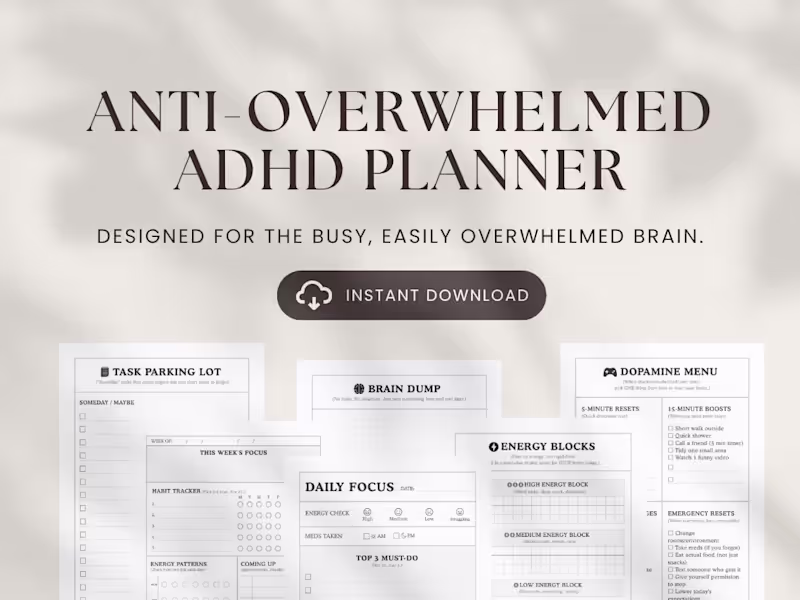 Cover image for Anti-Overwhelmed ADHD Planner Design