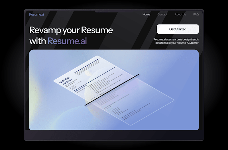Cover image for Resume AI Hero Design Dark mode
